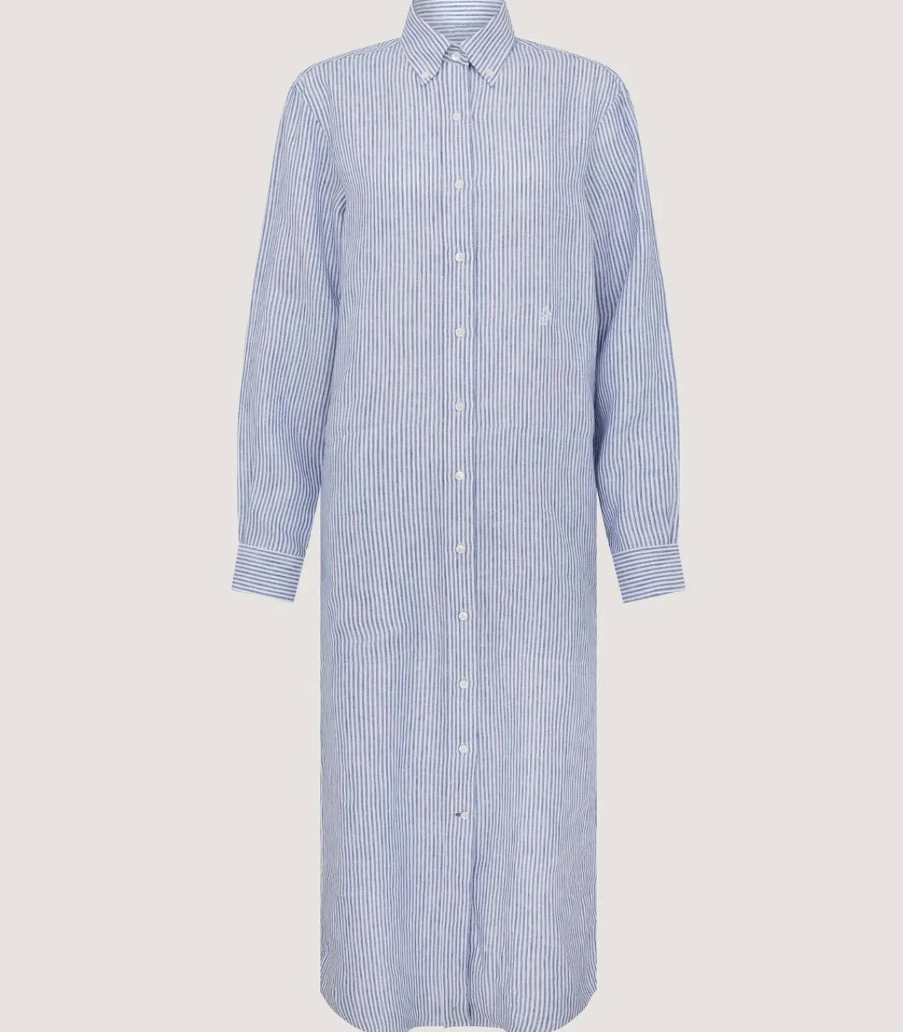 Women'S Linen Oxford Stripe Dress-Purdey New