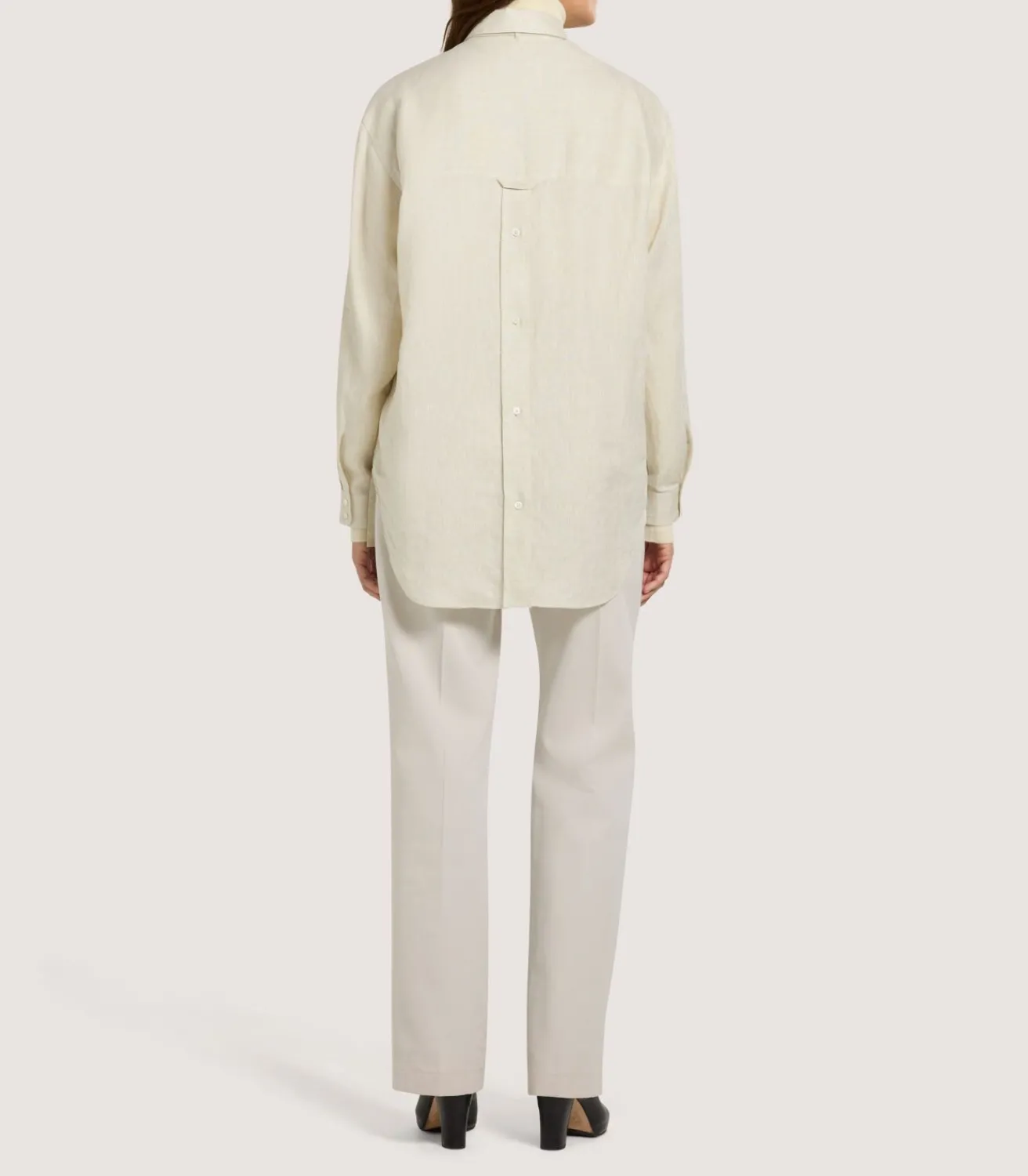 Women'S Linen Relaxed Shirt In Pale Stone-Purdey Discount