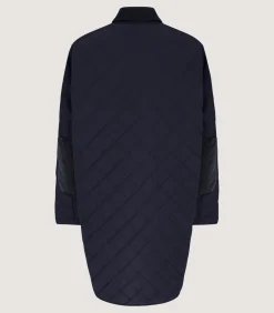 Women'S Long Quilted Jacket In Navy-Purdey Best