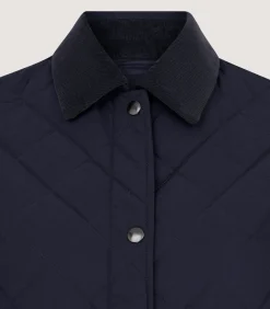 Women'S Long Quilted Jacket In Navy-Purdey Best