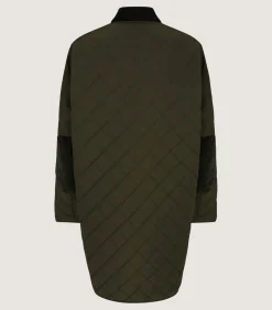 Women'S Long Quilted Jacket In Dark Olive-Purdey Online