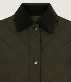 Women'S Long Quilted Jacket In Dark Olive-Purdey Online