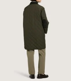Women'S Long Quilted Jacket In Dark Olive-Purdey Online