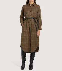Women'S Merino Country Check Shirt Dress-Purdey