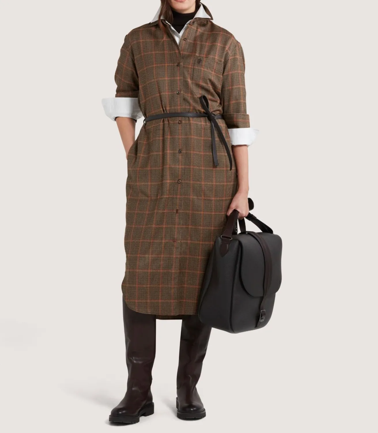 Women'S Merino Country Check Shirt Dress-Purdey