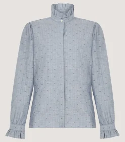 Women'S Pie Crust Spotted Shirt In Light Blue-Purdey Discount
