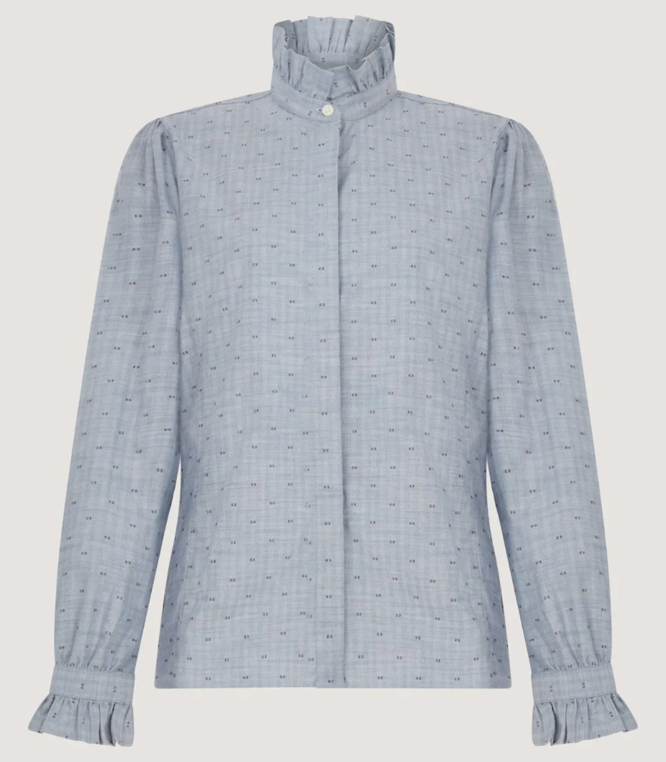 Women'S Pie Crust Spotted Shirt In Light Blue-Purdey Discount