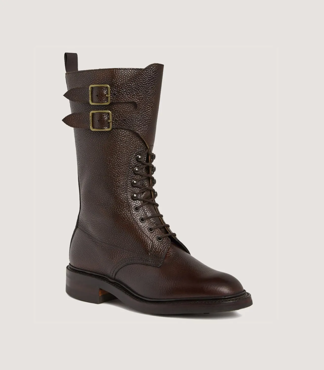 Women'S Ridgeway Grain Leather Twin Strap Boot In Dark Brown-Purdey