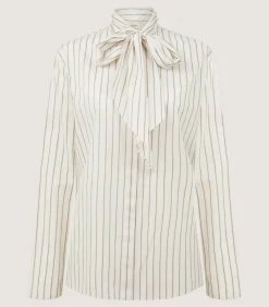 Women'S Scarf Neck Blouse In Pale Stone-Purdey