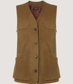 Women'S Suede Sporting Vest In Tan-Purdey Outlet