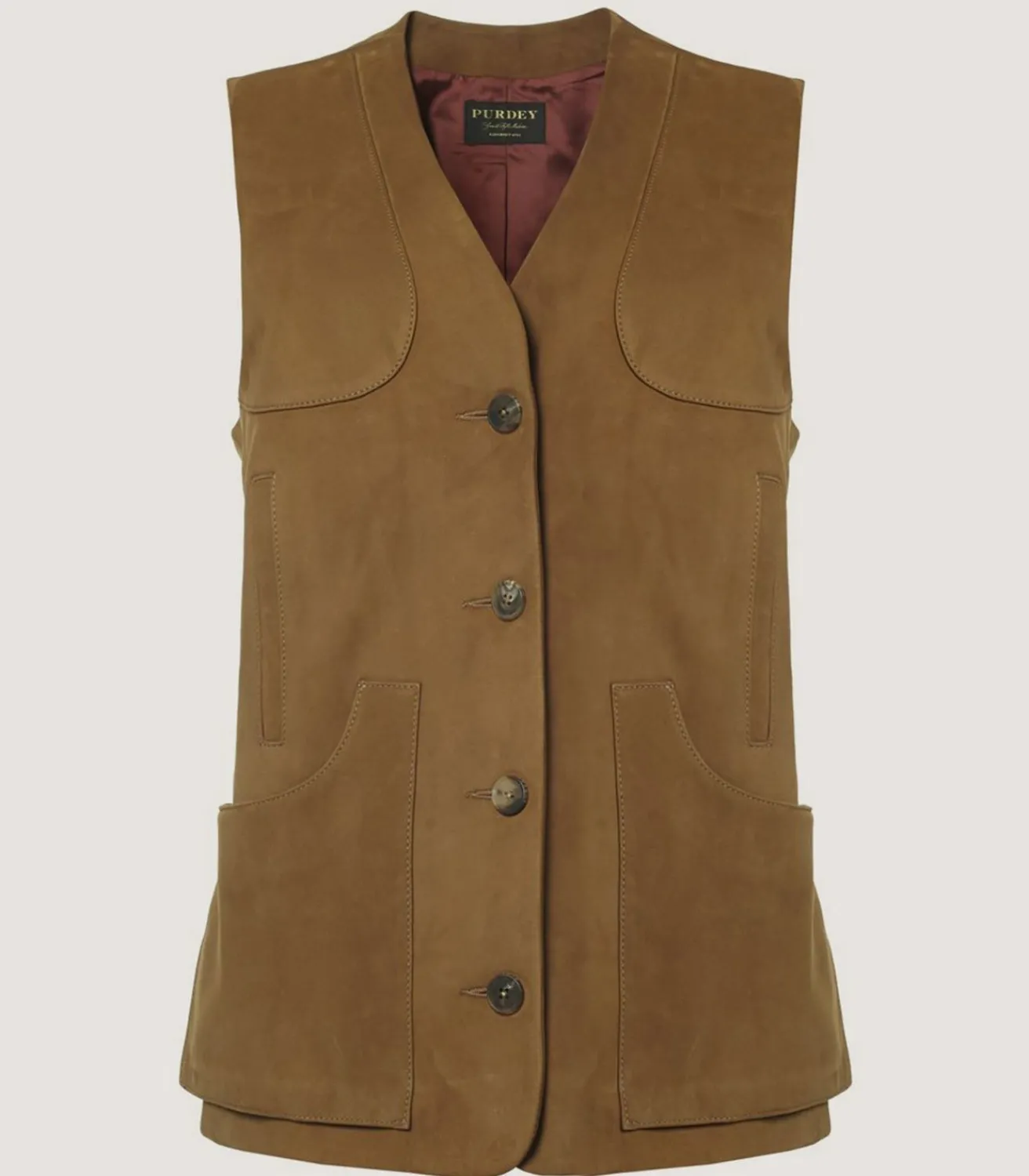 Women'S Suede Sporting Vest In Tan-Purdey Outlet