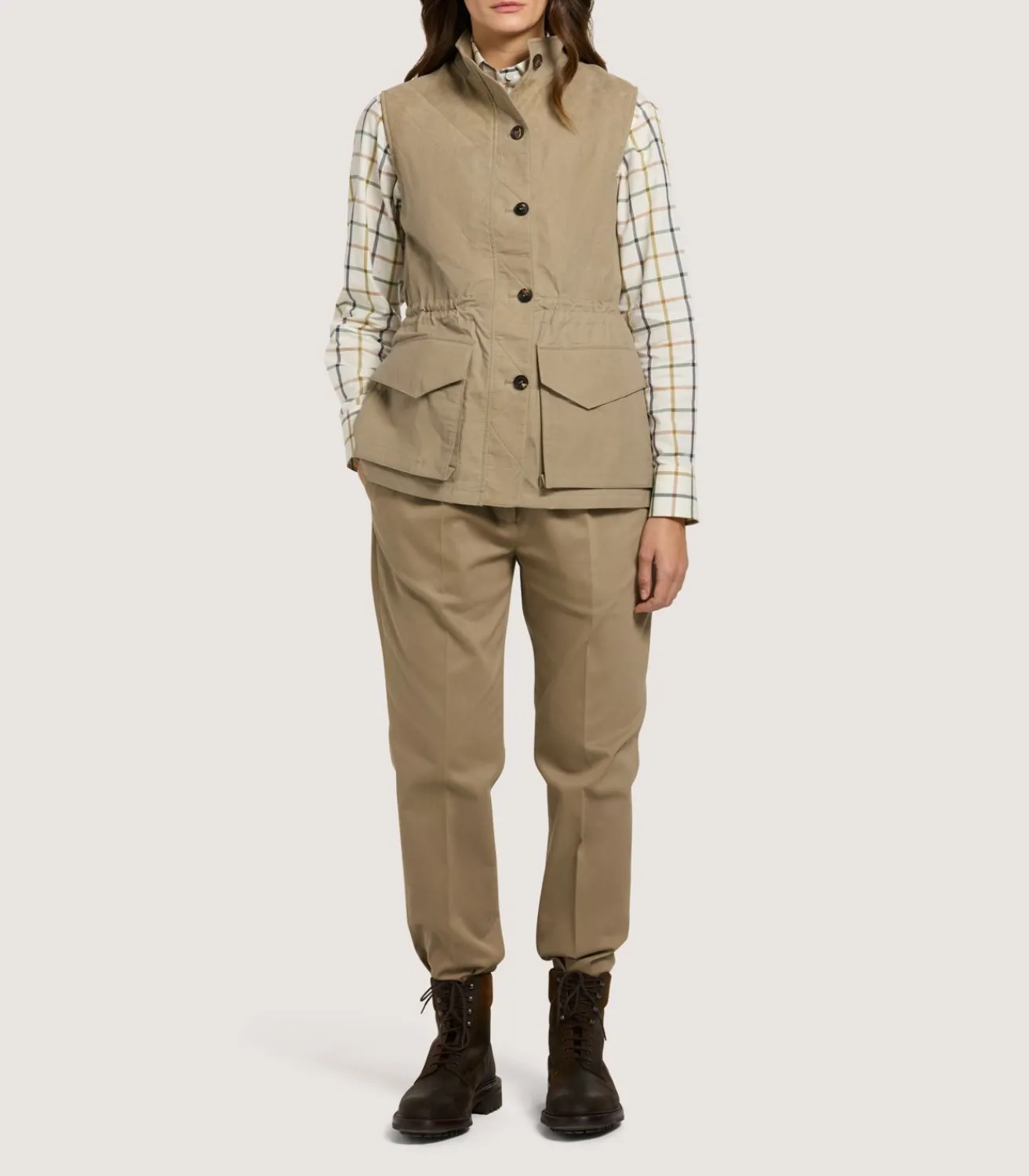 Women'S Summer Cotton Sporting Vest In Dark Taupe-Purdey